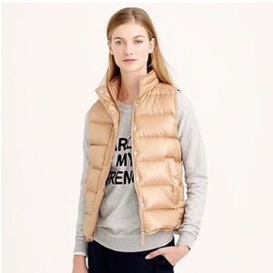 J. Crew Shiny Puffer Down Vest in Gold